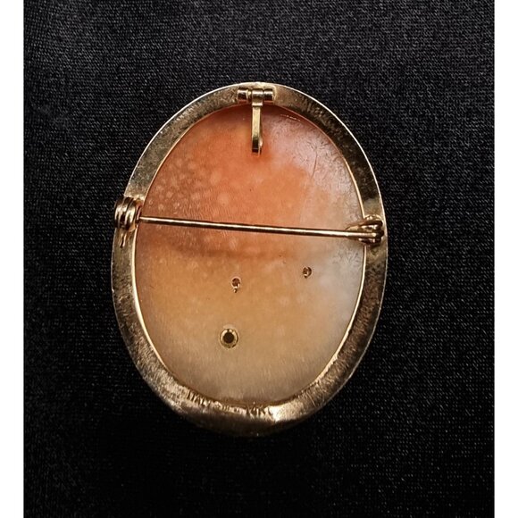 Rare Find Vintage 14K Gold Italian Cameo Brooch/Pendant With Genuine Diamond - Picture 4 of 5